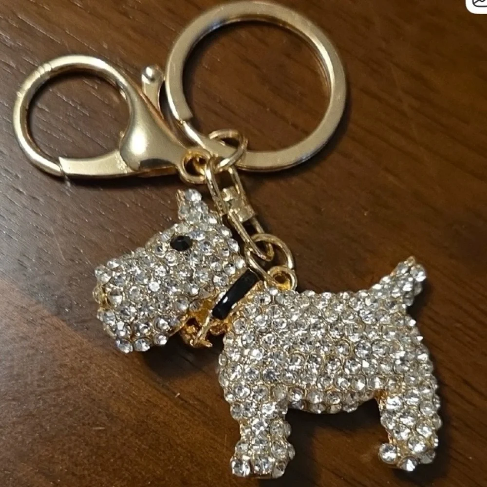 Crystal Scottie Dog Bag Charm/Keychain NEW